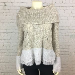 Anthro Sleeping on Snow Off Shoulder Sweater